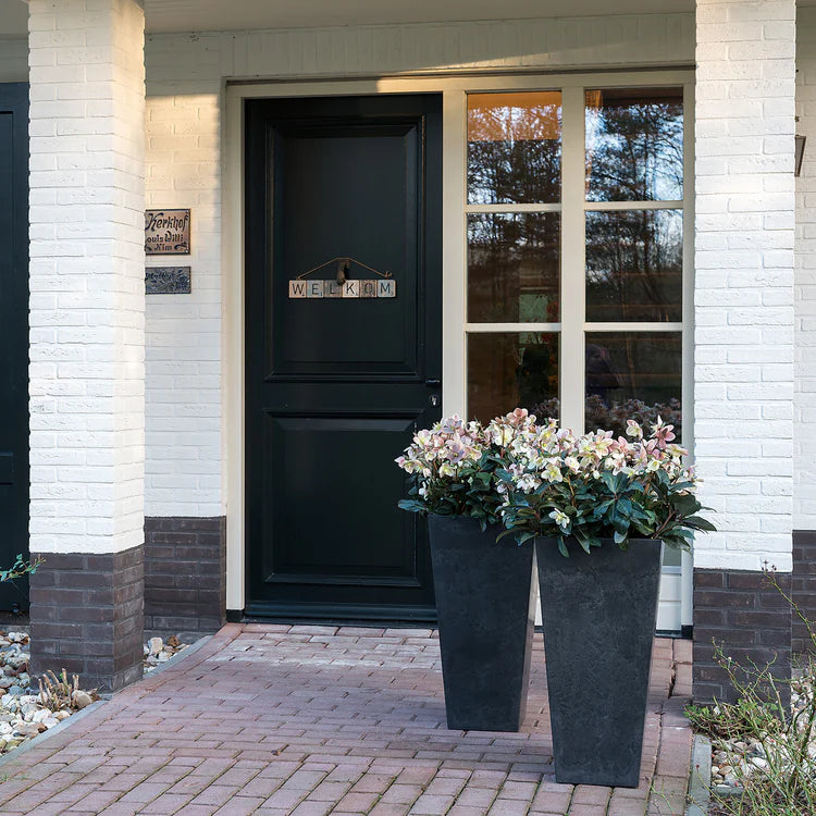 Tall Black Artstone Planter