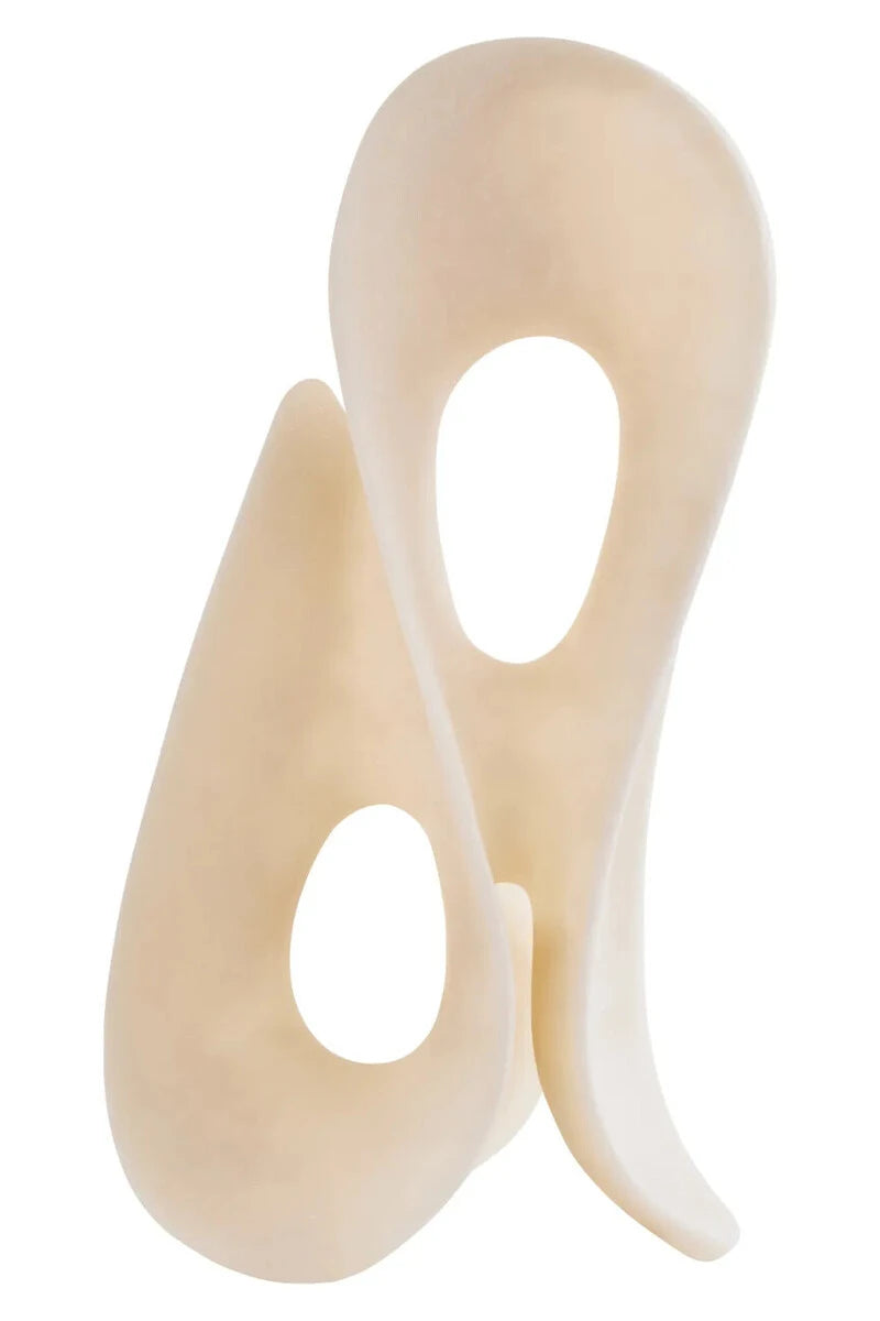 Soren White Marble Effect Large Abstract Loop Sculpture, showing the textured finish.