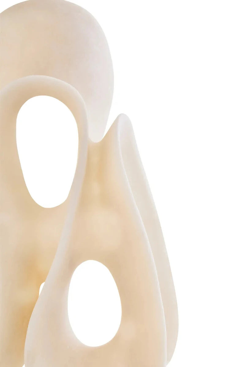 Soren White Marble Effect Large Abstract Loop Sculpture, detail of the surface finish.