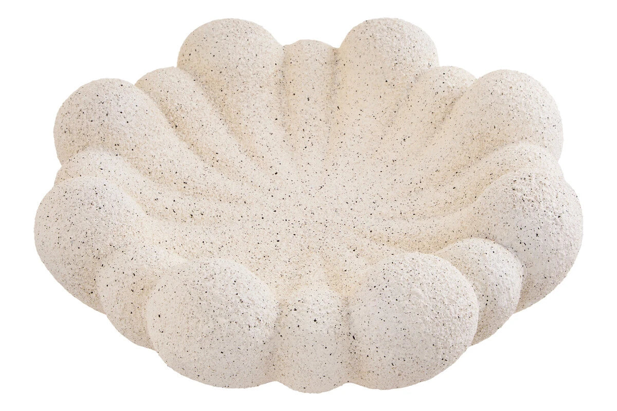 Soren Cream Bubble Design Bowl, a large round cream decorative bowl with a scalloped bubble outline and speckled finish.