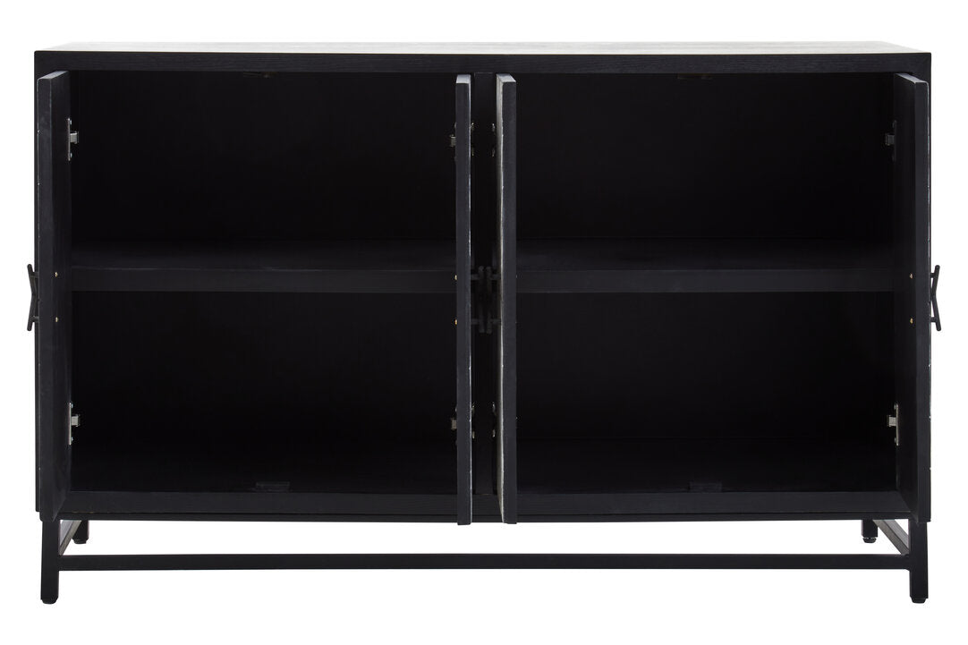 Nusa Black Rustic Chevron Four Door Sideboard