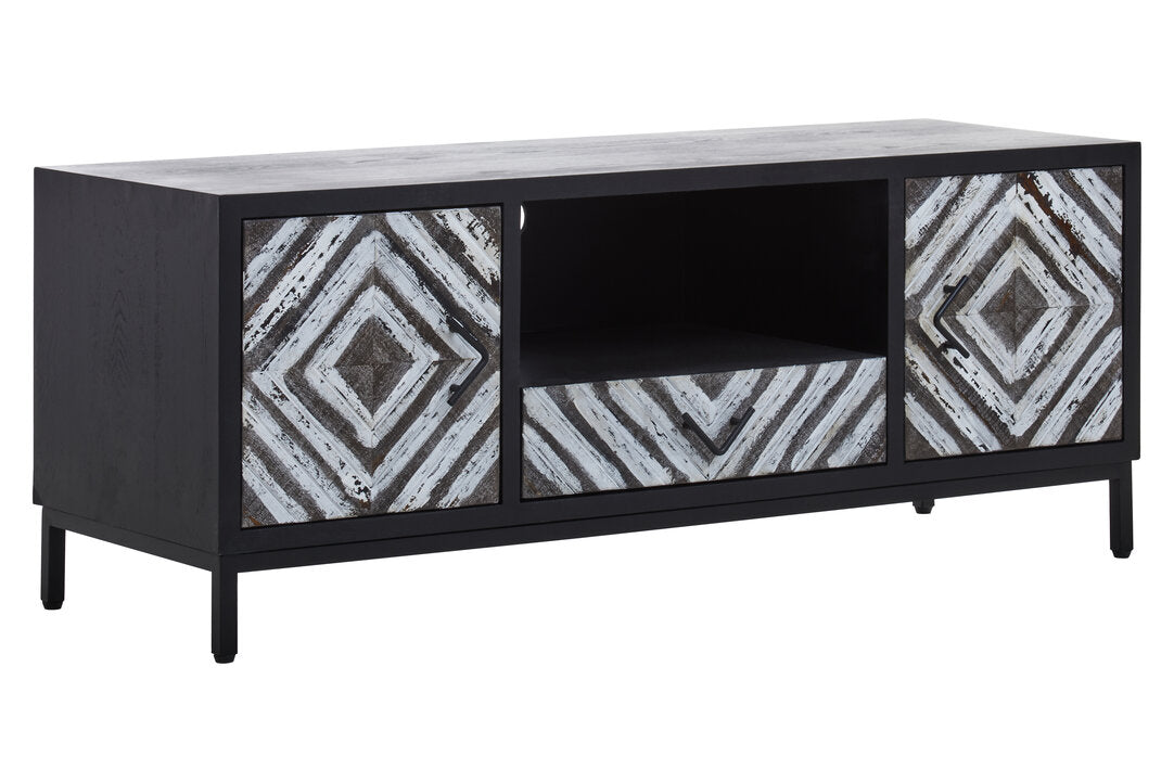 Nusa Rustic Chevron and Black Frame Media Unit