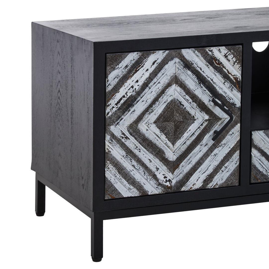 Nusa Rustic Chevron and Black Frame Media Unit