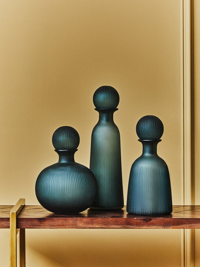 Noora Blue Glass Bottle Vase