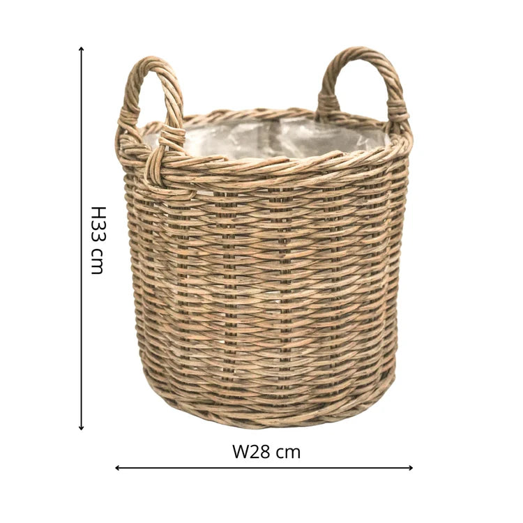 Polyrattan Natural Lined Planters - Set of Two