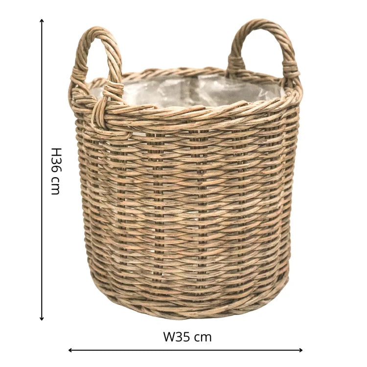 Polyrattan Natural Lined Planters - Set of Two