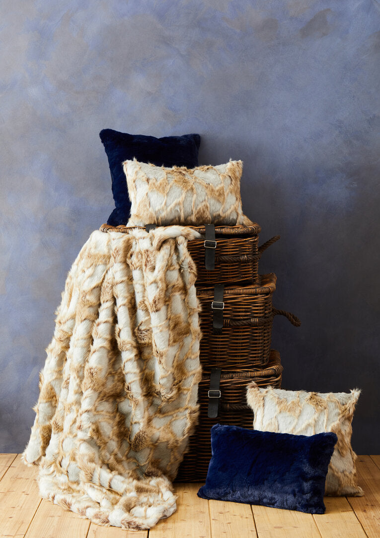 Nuvia Velura Grey And Natural Square Fur Cushion