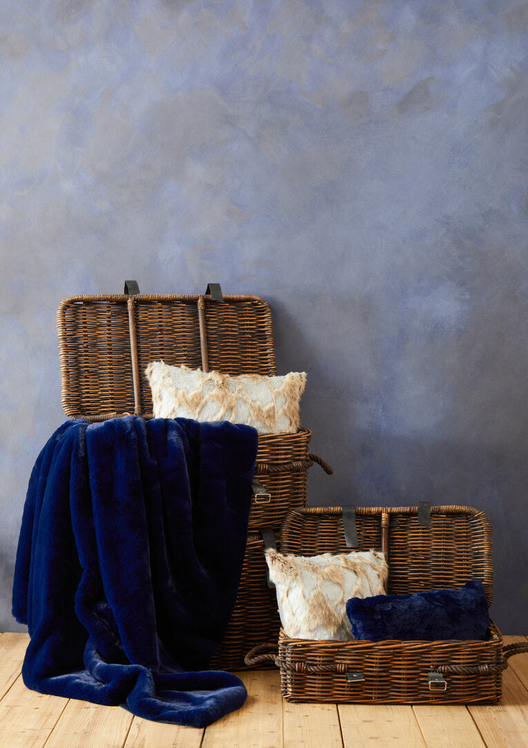 Nuvia Velura Grey And Natural Square Fur Cushion