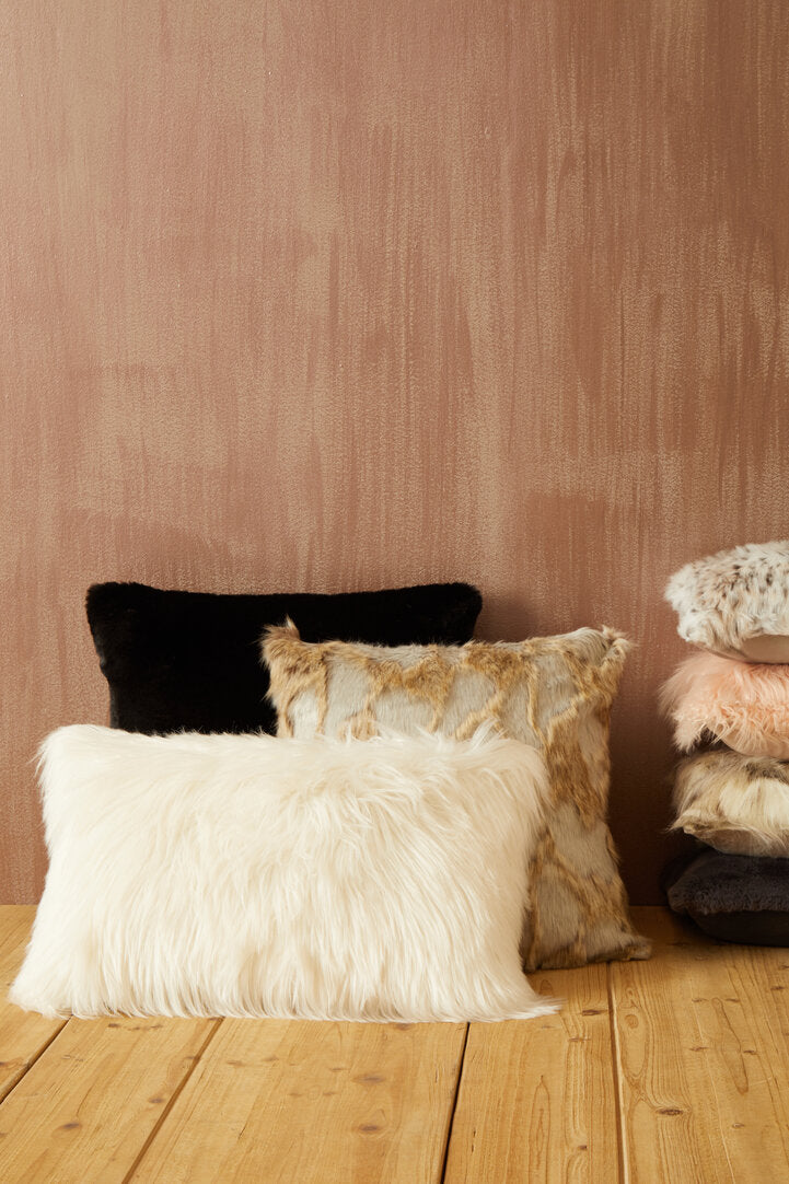 Nuvia Velura Grey And Natural Square Fur Cushion