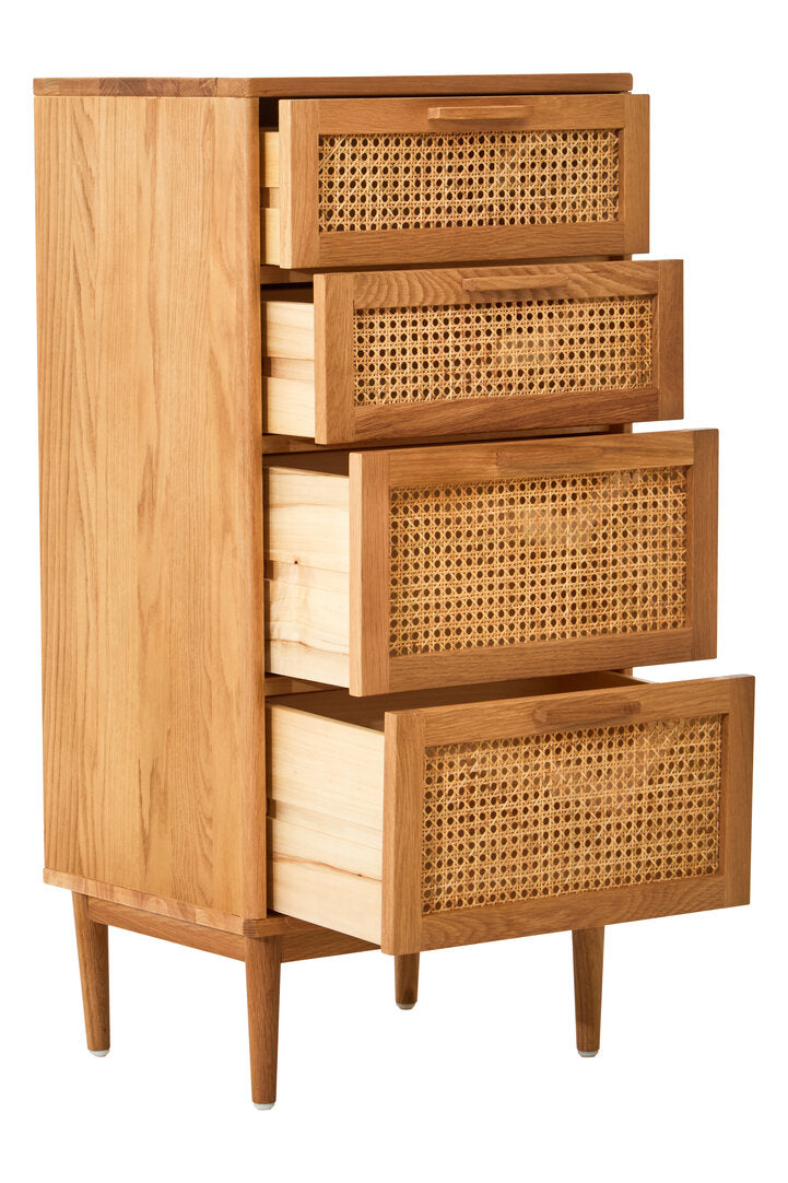 Arden Rattan & Oak 4 Drawer Chest of Drawers