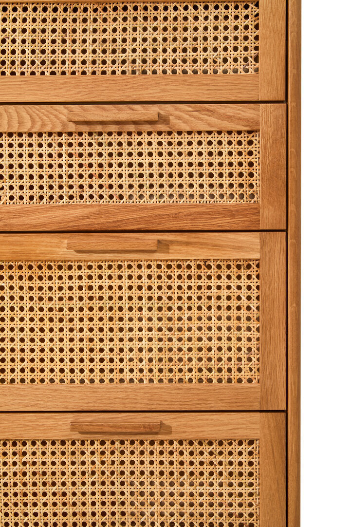Arden Rattan & Oak 4 Drawer Chest of Drawers