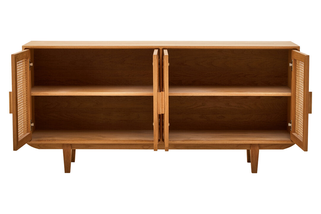 Arden Rattan & Oak 4 Door Wooden Sideboard