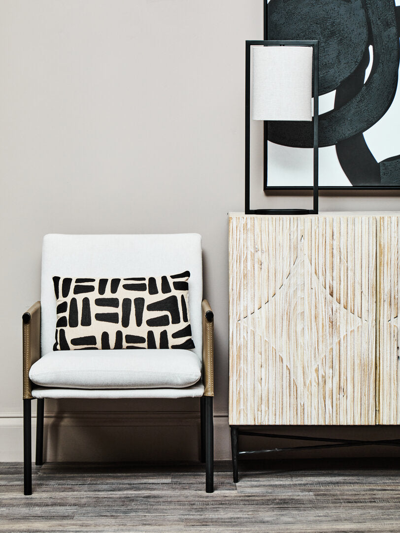 Nuvia Elora Natural And Black Rectangular Cushion