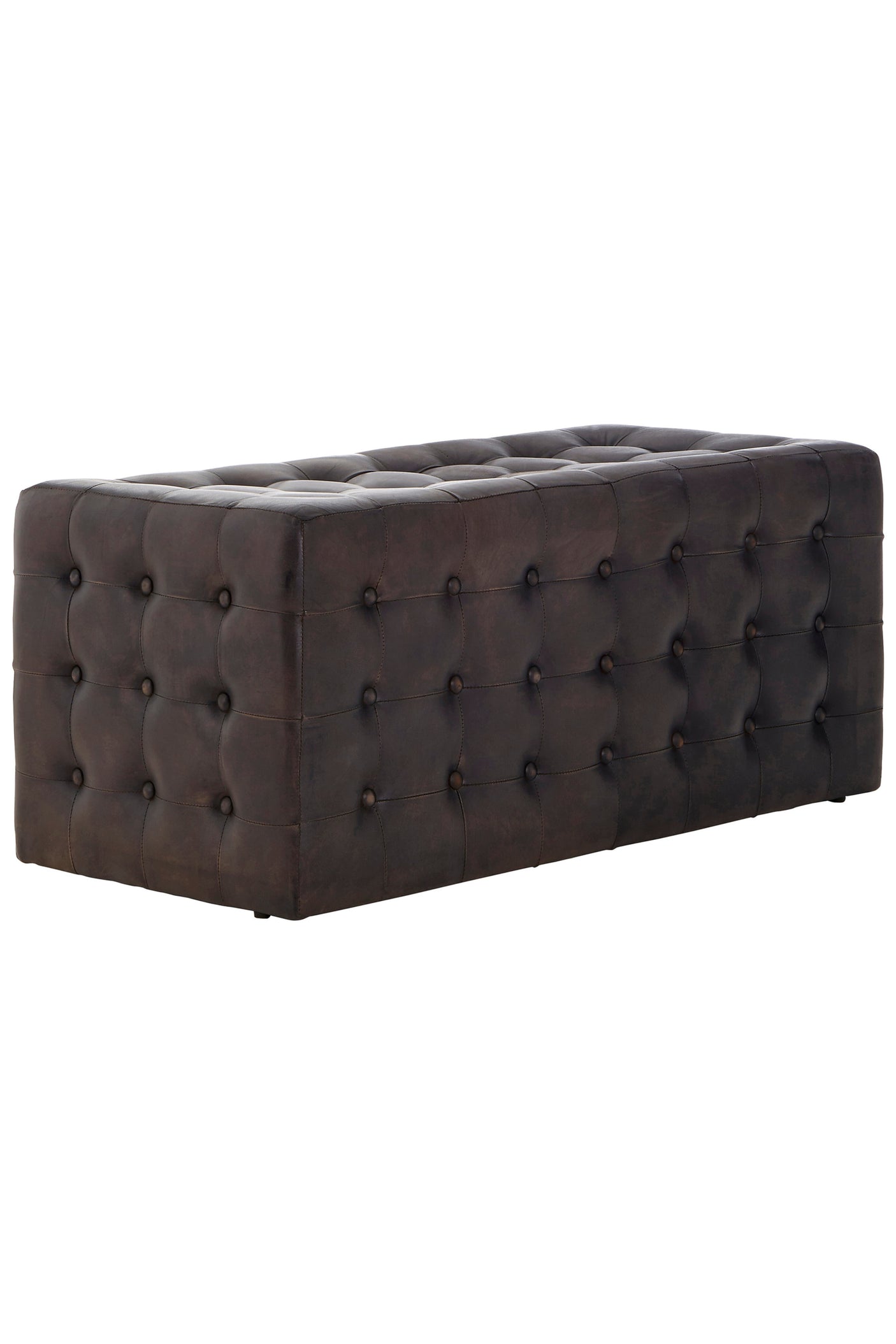 Forge Antique Black/Brown Leather Bench