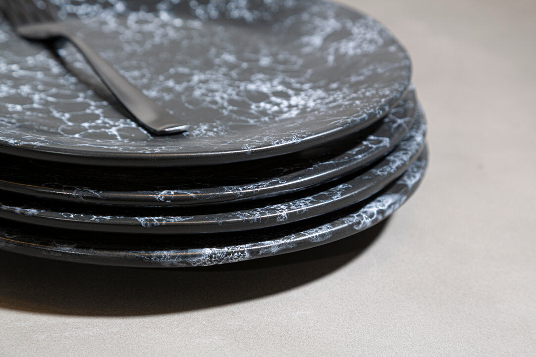 Vara Black Marble Effect Dinner Plate