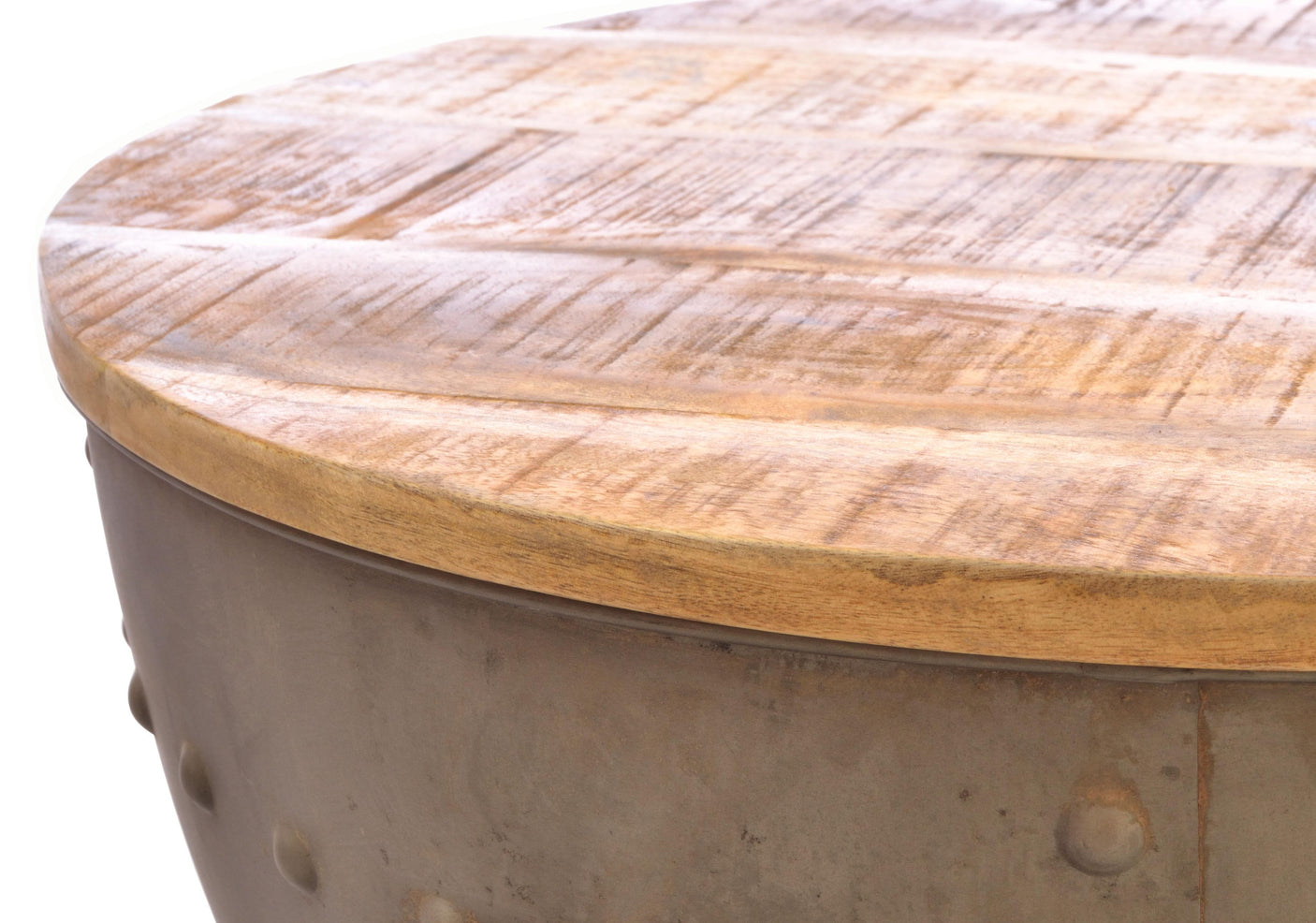 Old Empire Round Storage Coffee Drum Table