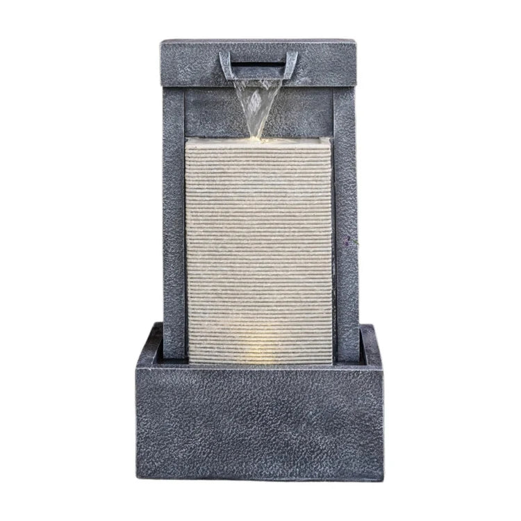 Outdoor Contemporary Cube Water Feature Cement