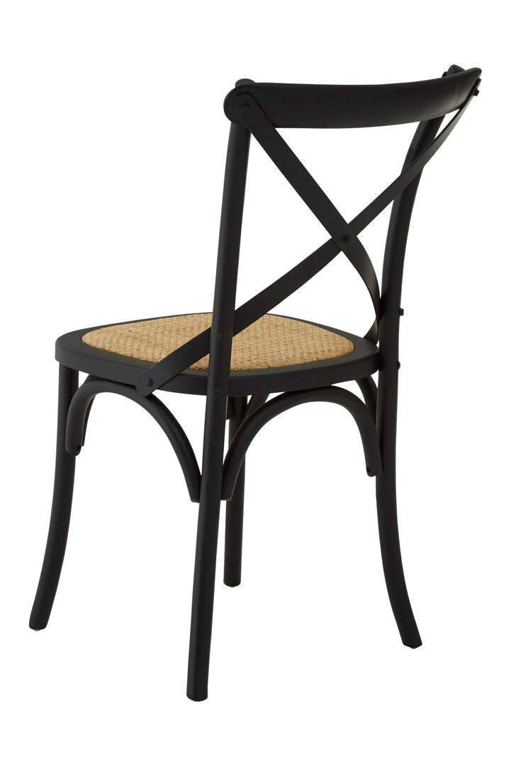 Arden Black Oak Wood & Rattan Dining Chair