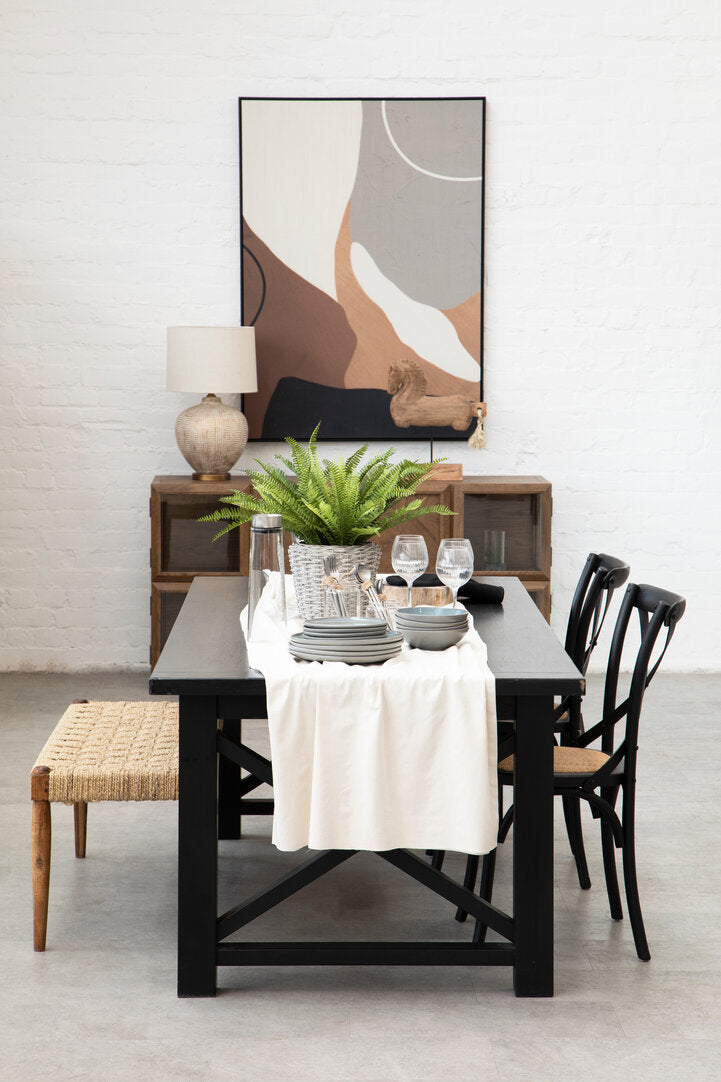 Arden Black Oak Wood & Rattan Dining Chair