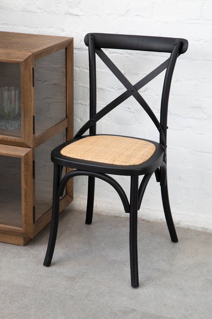 Arden Black Oak Wood & Rattan Dining Chair
