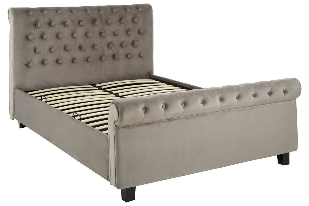 Rowan Grey Velvet Ottoman Storage Bed
