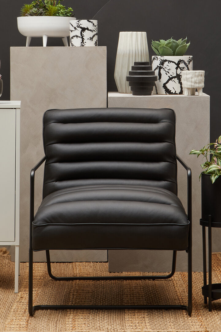 Forma Leather Effect Black Chair