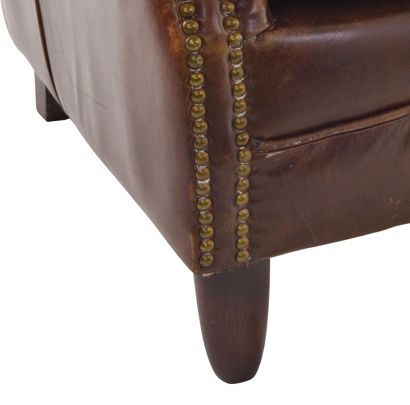 Vintage Studded Front Tan Club Chair