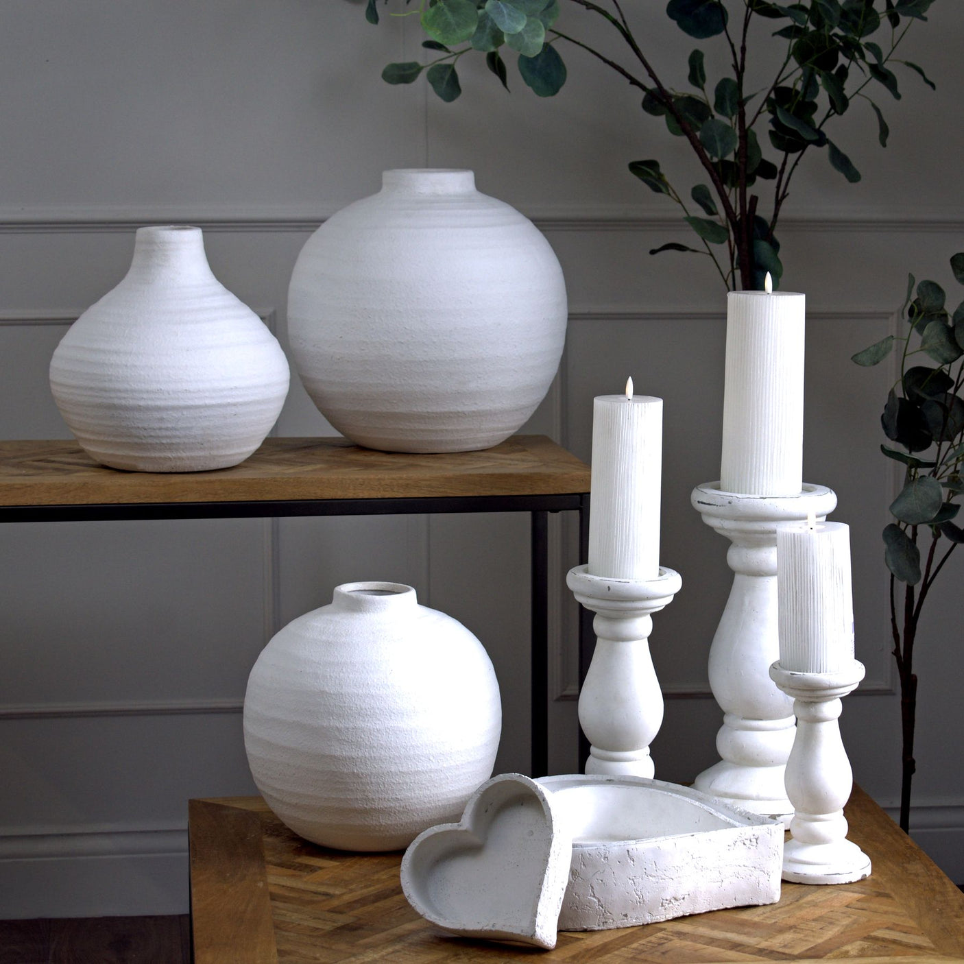 Matt White Ceramic Candlesticks