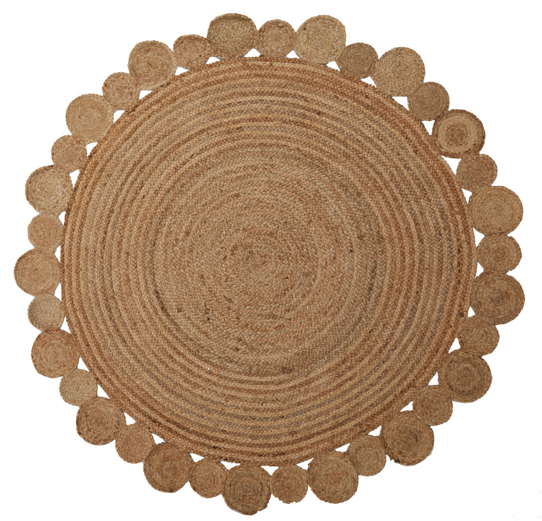 Nuvia Looma Round Jute Rug with Circular Edges