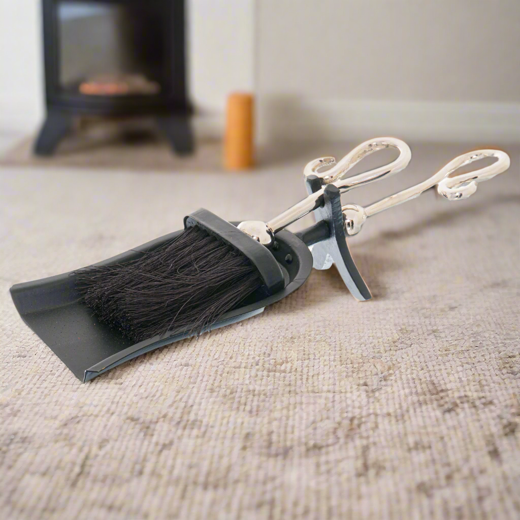 Crook Handled Chrome Hearth Tidy Set