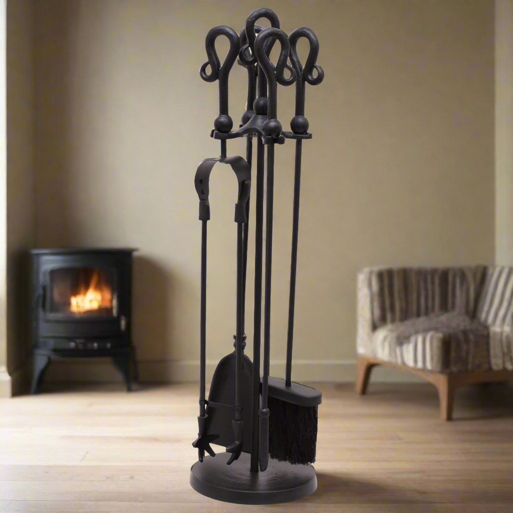 Crook Handled Black Companion Set