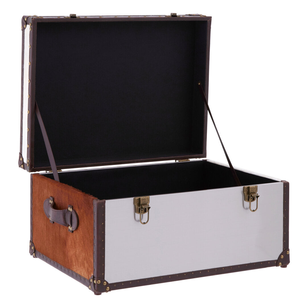 Westbury House Brown And White Cowhide Storage Trunk