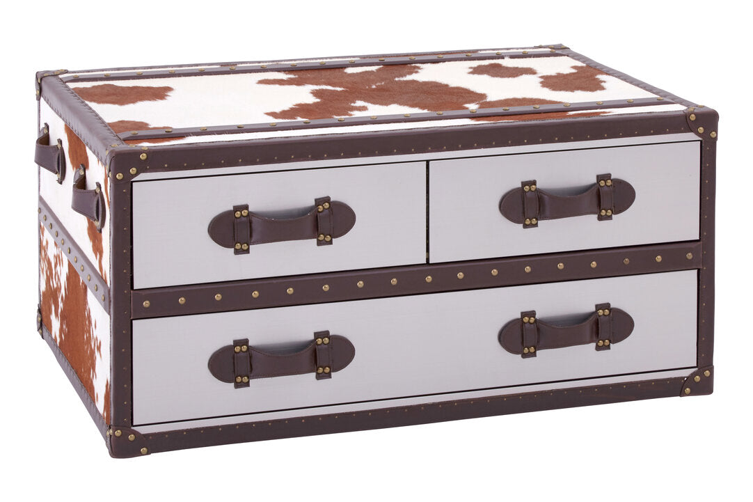 Westbury House Brown And White Genuine Cowhide Coffee Table