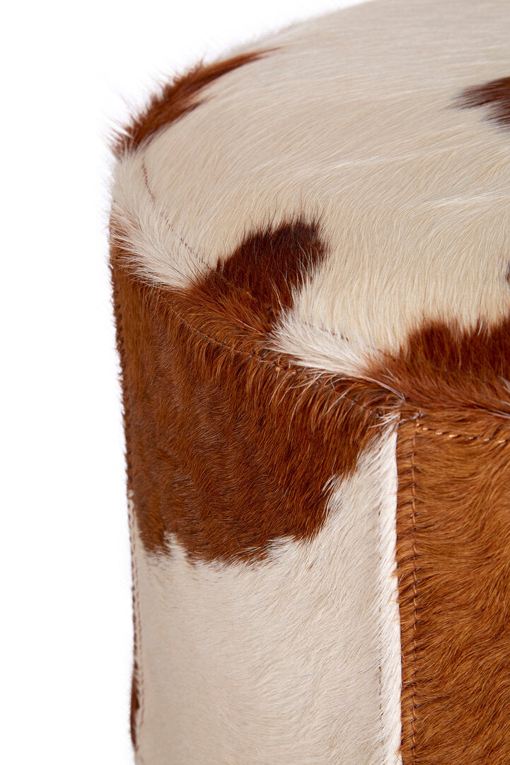 Westbury House Brown And White Cowhide Ottoman
