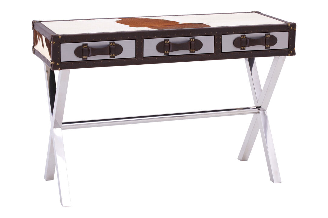 Westbury House Cowhide And Stainless Steel Console Table