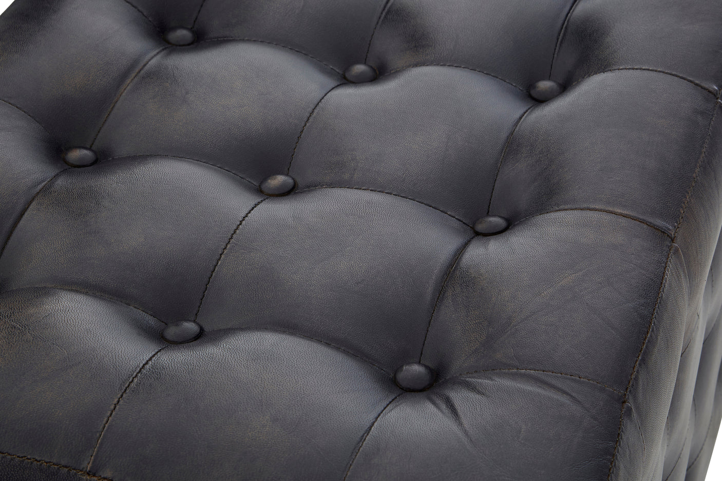 Forge Antique Black/Brown Leather Bench