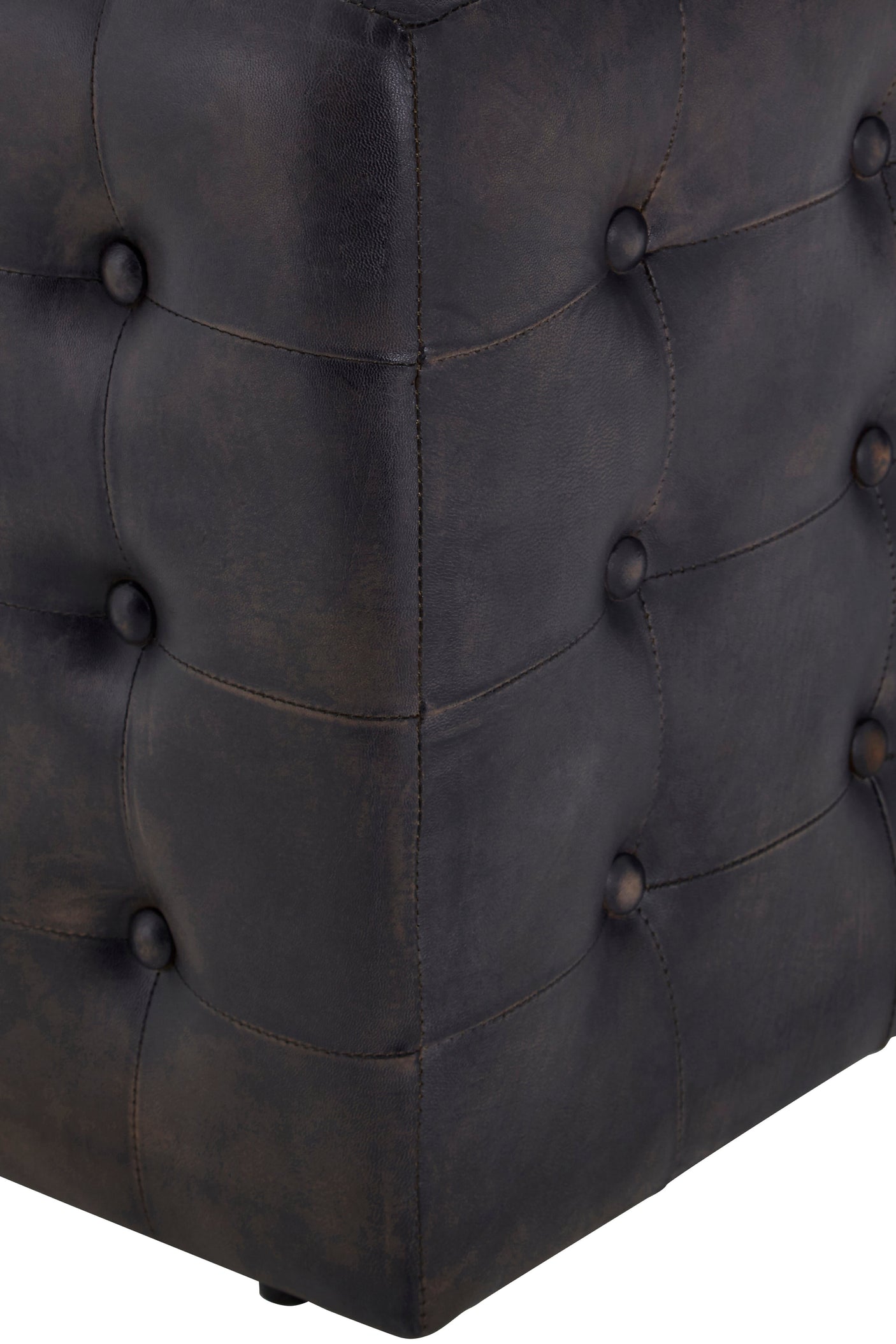 Forge Antique Black/Brown Leather Bench