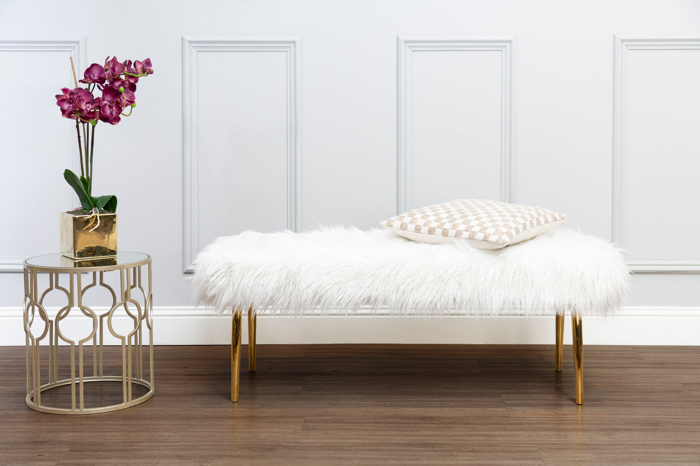 The Honeybourne Ultimate Luxe Fur Effect Bench