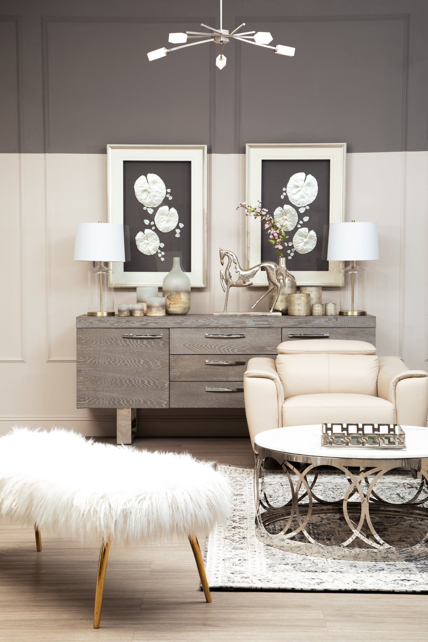 The Honeybourne Ultimate Luxe Fur Effect Bench