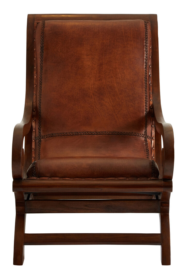 Tierra Brown Leather Chair With Footstool