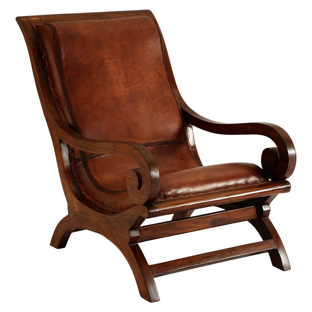 Tierra Brown Leather Chair With Footstool