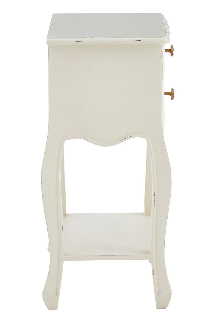 Vienne 2 Drawer White Bedside Cabinet