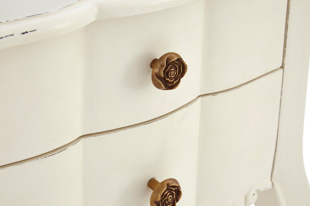 Vienne 2 Drawer White Bedside Cabinet