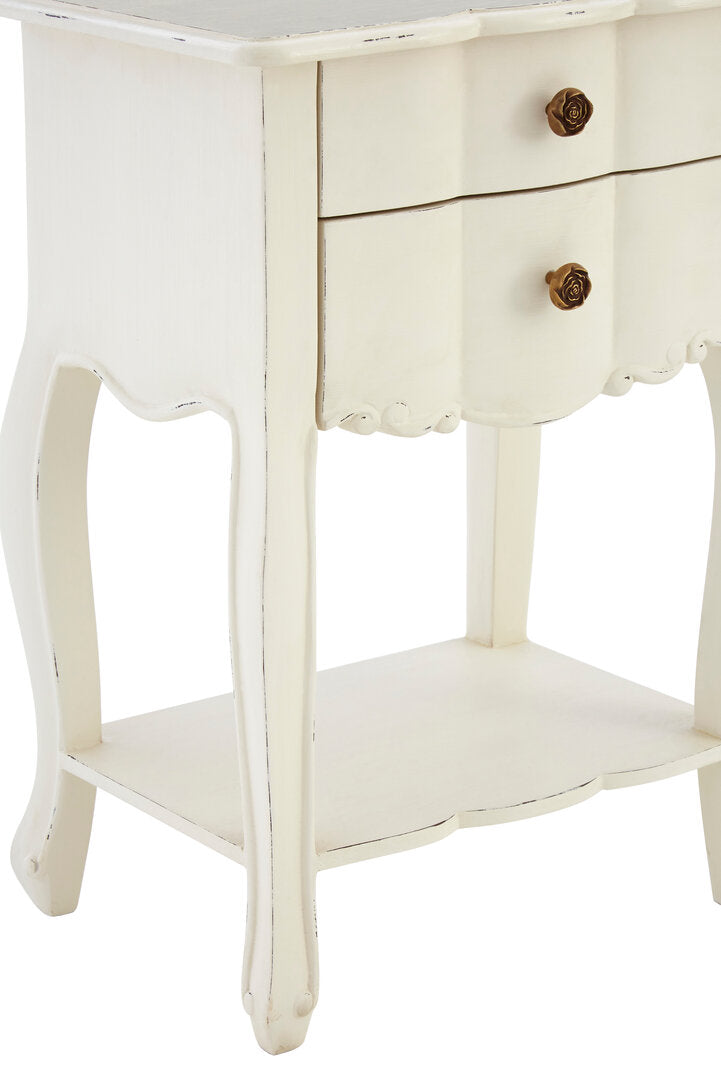 Vienne 2 Drawer White Bedside Cabinet