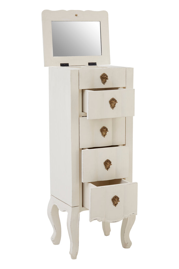 Vienne 5 Drawer Small White Chest With Jewellery Storage
