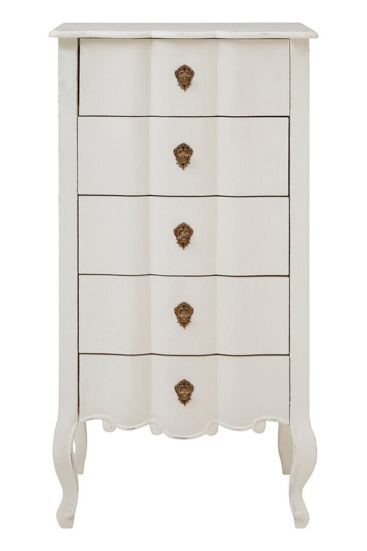 Vienne 5 Drawer White Chest