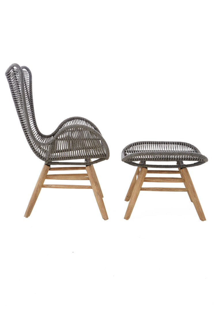 Nomad Grey Rope Lounge Chair And Footstool