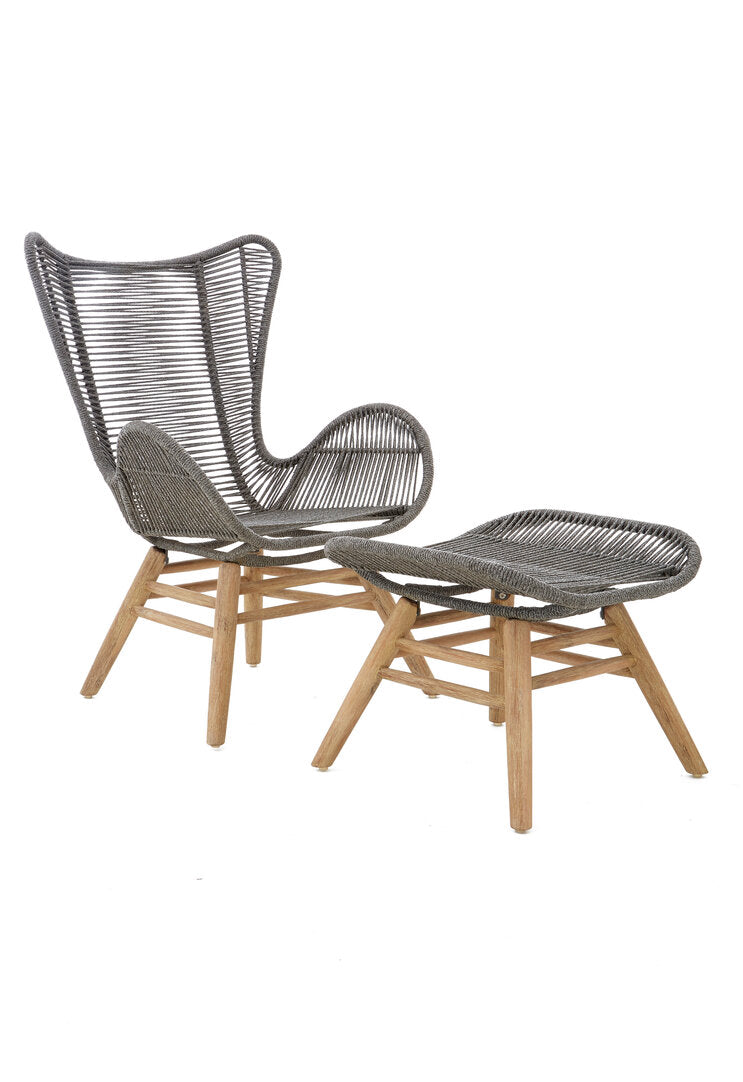 Nomad Grey Rope Lounge Chair And Footstool