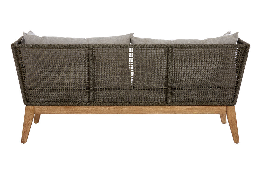 Kora 3 Seater Rope Woven Sofa with Grey Cushions