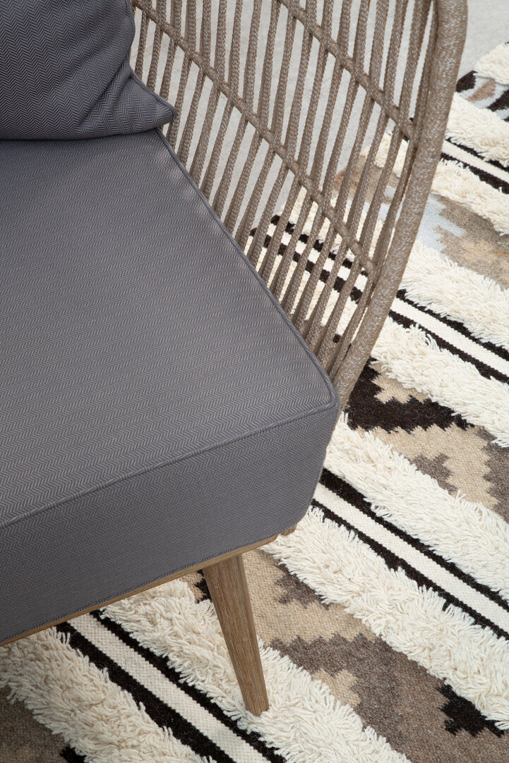 Kora Woven Rope 2 Seater Sofa with Grey Cushions